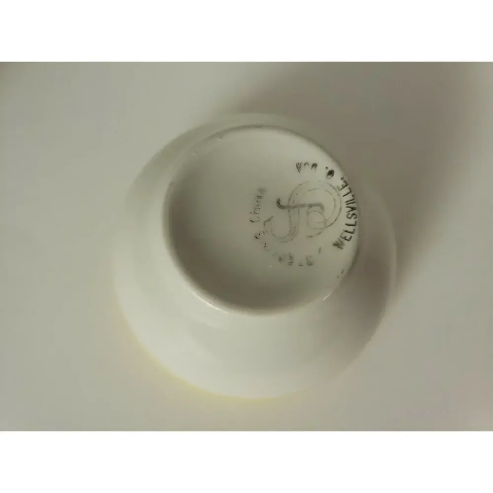 Sterling China Wellsville Ohio 6oz Soup Custard Cup Bowl Yellow‎ & White U144